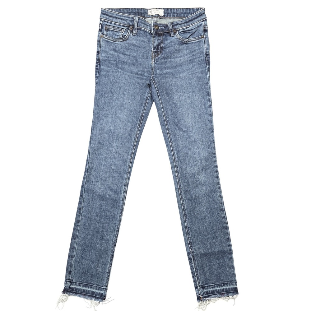 Free People Jeans Womens W26 Blue Mid Rise Skinny Distressed‎ Frayed Hem